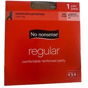 No Nonsense Regular Reinforced Toe Pantyhose Size Tan/Medium Plus Comfortable Ny